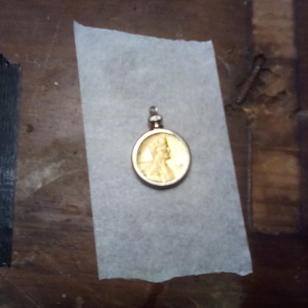 💖1987 Gold Tone Penny Necklace Charm Pendant💖